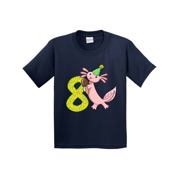 Inktastic 8th Birthday Axolotl with Ice Cream Youth T-Shirt