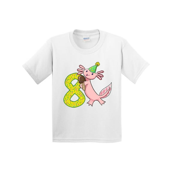 Inktastic 8th Birthday Axolotl with Ice Cream Youth T-Shirt