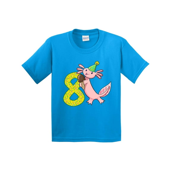 Inktastic 8th Birthday Axolotl with Ice Cream Youth T-Shirt