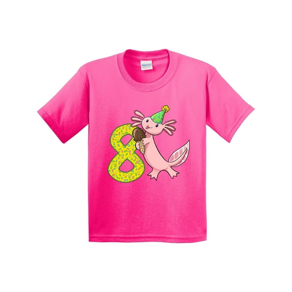 Inktastic 8th Birthday Axolotl with Ice Cream Youth T-Shirt