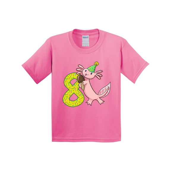 Inktastic 8th Birthday Axolotl with Ice Cream Youth T-Shirt
