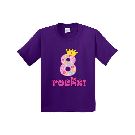 Inktastic 8th Birthday Rocks Girls 8 Year Old Youth T-Shirt