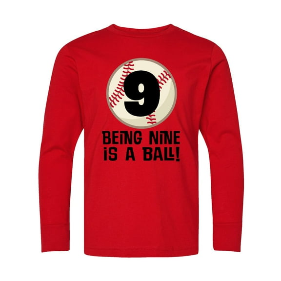 Inktastic 9th Birthday Baseball 9 Year Old Boy Long Sleeve Youth T-Shirt
