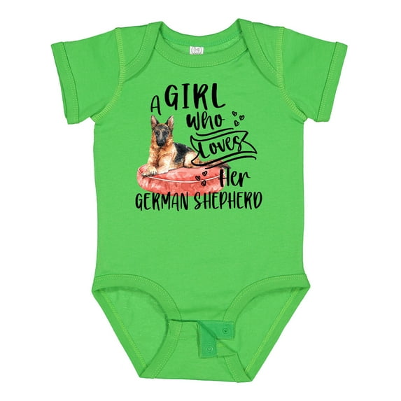 Inktastic A Girl Who Loves Her German Shepherd Boys or Girls Baby Bodysuit