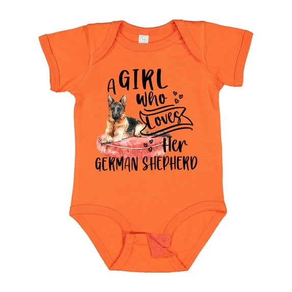 Inktastic A Girl Who Loves Her German Shepherd Boys or Girls Baby Bodysuit