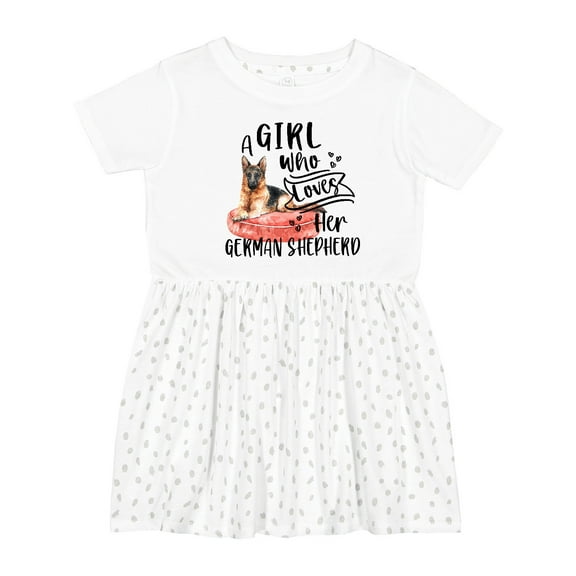 Inktastic A Girl Who Loves Her German Shepherd Girls Toddler Dress