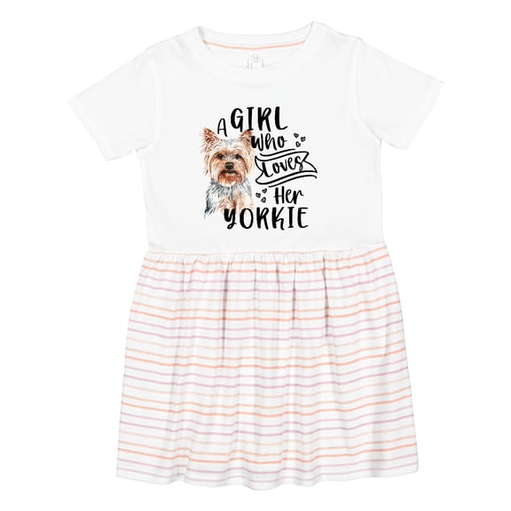Inktastic A Girl Who Loves Her Yorkie Girls Toddler Dress