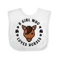 thumbnail image 1 of Inktastic A Girl Who Loves Horses Girls Baby Bib, 1 of 4