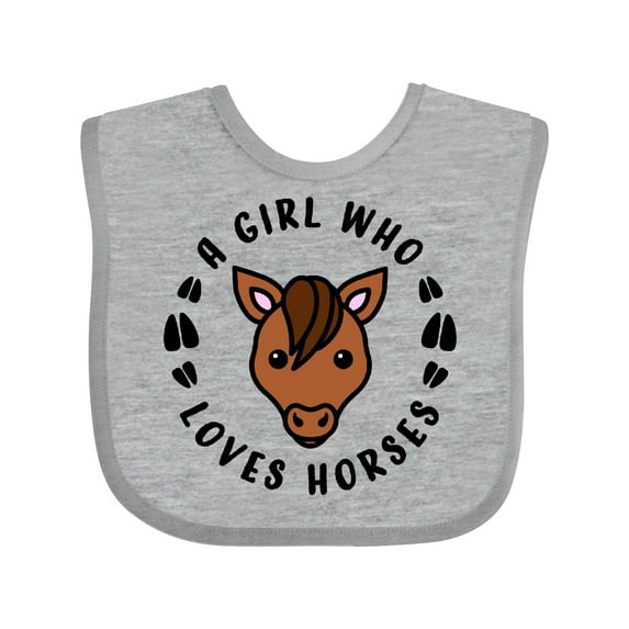 Inktastic A Girl Who Loves Horses Girls Baby Bib