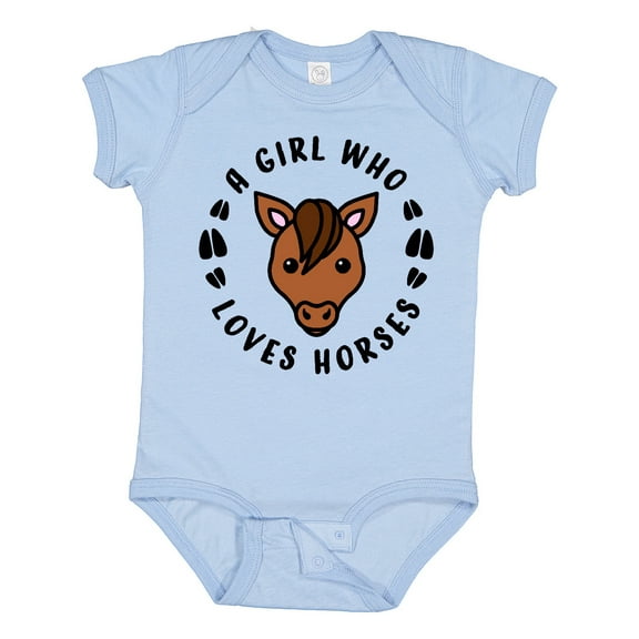 Inktastic A Girl Who Loves Horses Boys or Girls Baby Bodysuit