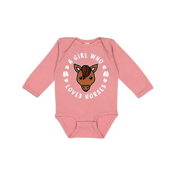 Inktastic A Girl Who Loves Horses Boys or Girls Long Sleeve Baby Bodysuit