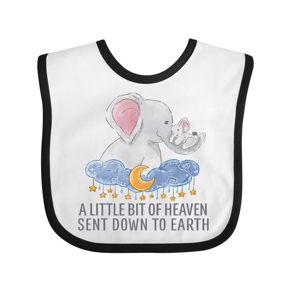Inktastic A Little Bit of Heaven Sent Down to Earth Cute Elephants Boys or Girls Baby Bib