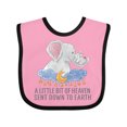 thumbnail image 1 of Inktastic A Little Bit of Heaven Sent Down to Earth Cute Elephants Boys or Girls Baby Bib, 1 of 4