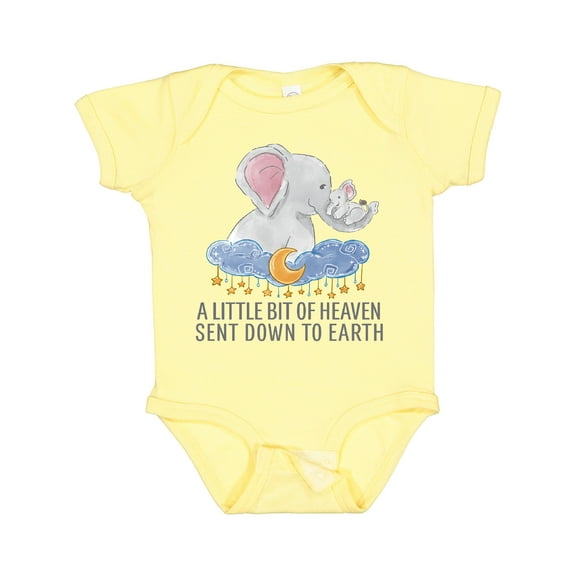 Inktastic A Little Bit of Heaven Sent Down to Earth Cute Elephants Boys or Girls Baby Bodysuit