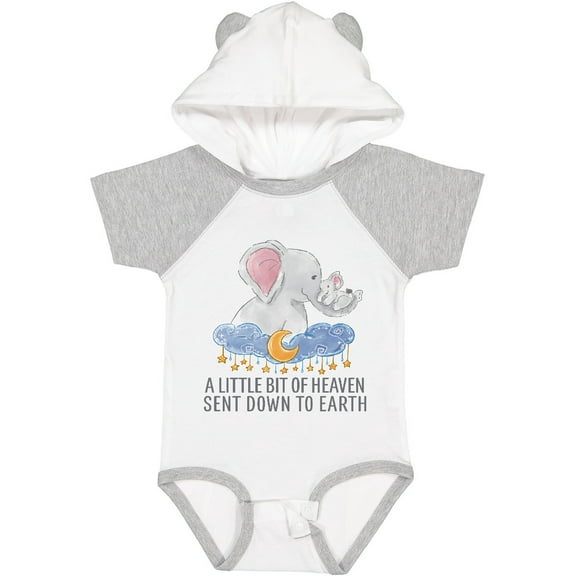 Inktastic A Little Bit of Heaven Sent Down to Earth Cute Elephants Boys or Girls Baby Bodysuit