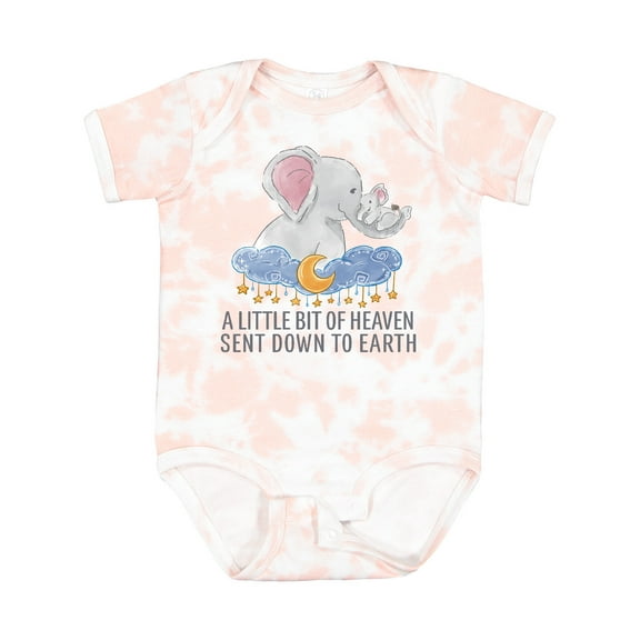 Inktastic A Little Bit of Heaven Sent Down to Earth Cute Elephants Boys or Girls Baby Bodysuit