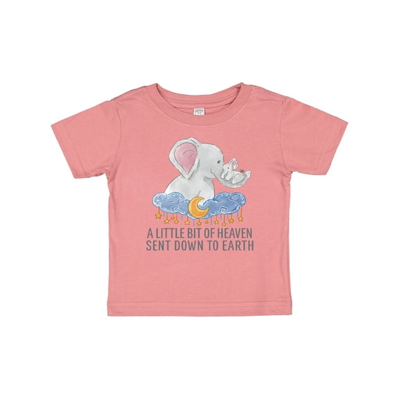 Inktastic A Little Bit of Heaven Sent Down to Earth Cute Elephants Boys or Girls Baby T-Shirt