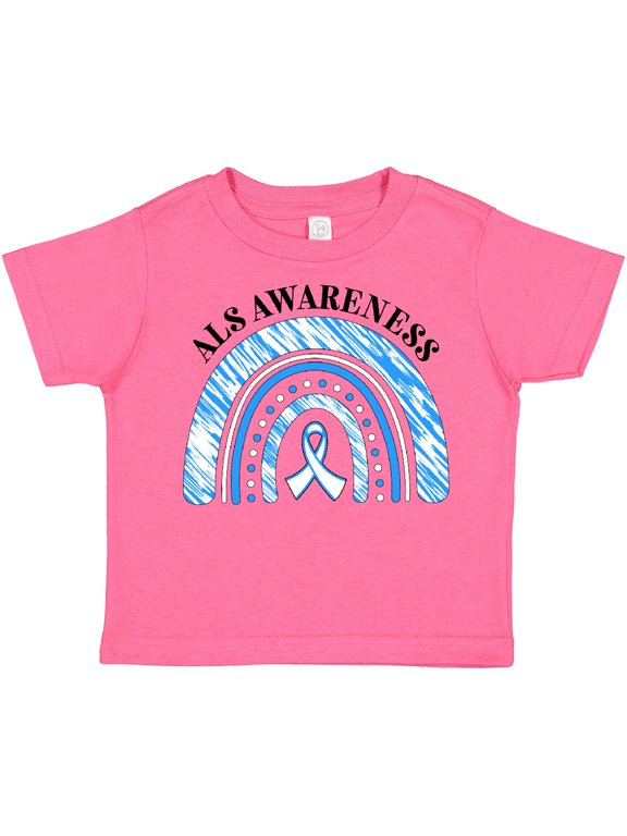 ALS Awareness Blue and White Ribbon Rainbow Boys or Girls Toddler T-Shirt