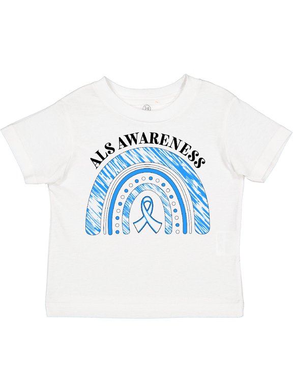 ALS Awareness Blue and White Ribbon Rainbow Boys or Girls Toddler T-Shirt