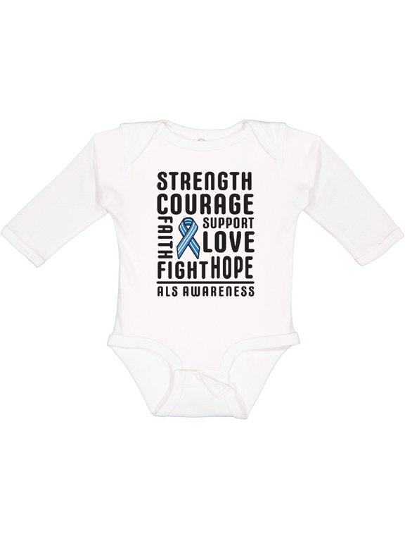 ALS Awareness Strength Courage Support Boys or Girls Long Sleeve Baby Bodysuit