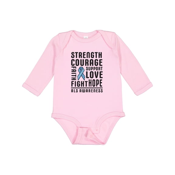 Inktastic ALS Awareness Strength Courage Support Boys or Girls Long Sleeve Baby Bodysuit