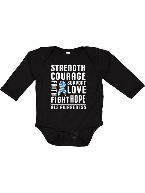 ALS Awareness Strength Courage Support Boys or Girls Long Sleeve Baby Bodysuit