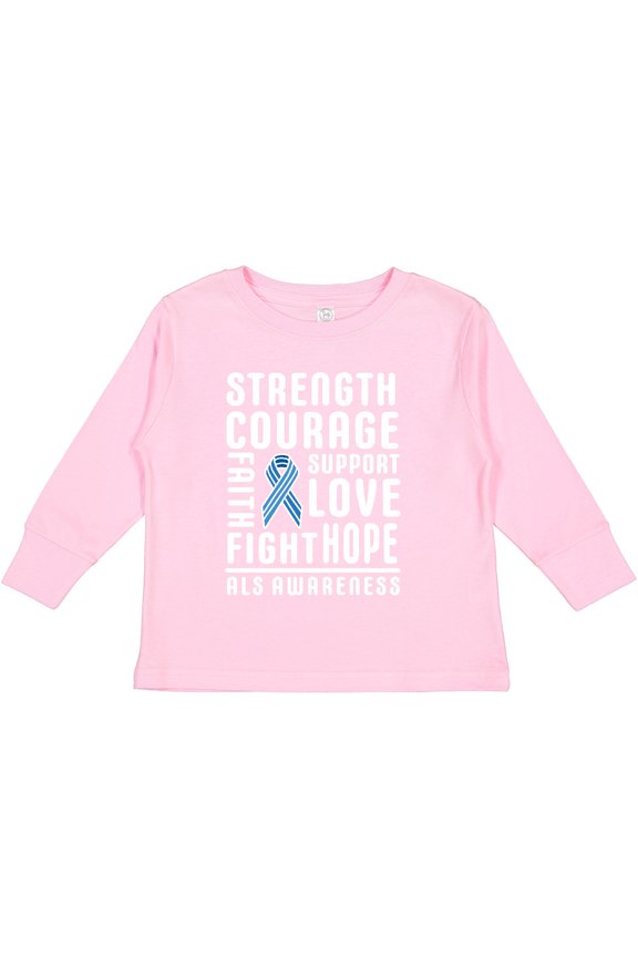 ALS Awareness Strength Courage Support Boys or Girls Long Sleeve Toddler T-Shirt