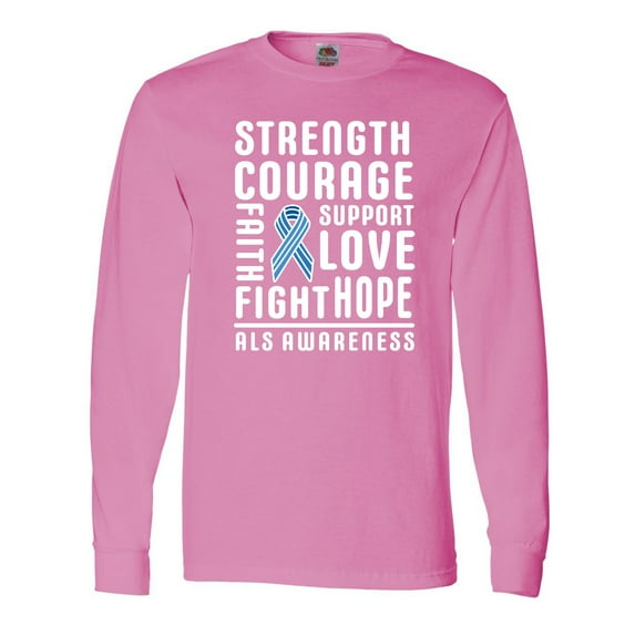 Inktastic ALS Awareness Strength Courage Support Long Sleeve T-Shirt