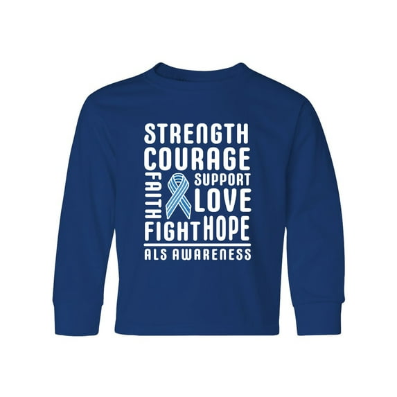 Inktastic ALS Awareness Strength Courage Support Long Sleeve Youth T-Shirt