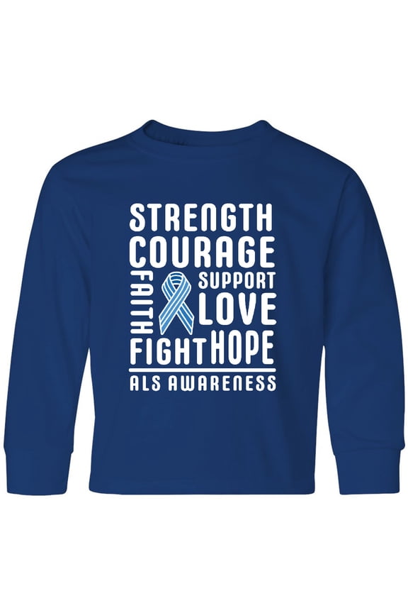 ALS Awareness Strength Courage Support Long Sleeve Youth T-Shirt