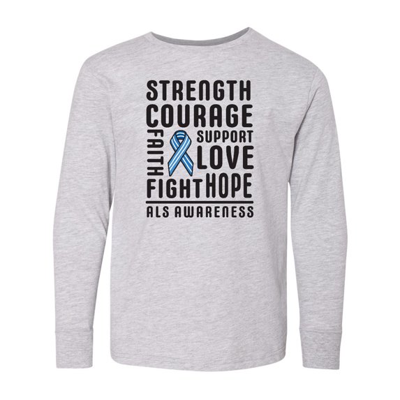Inktastic ALS Awareness Strength Courage Support Long Sleeve Youth T-Shirt