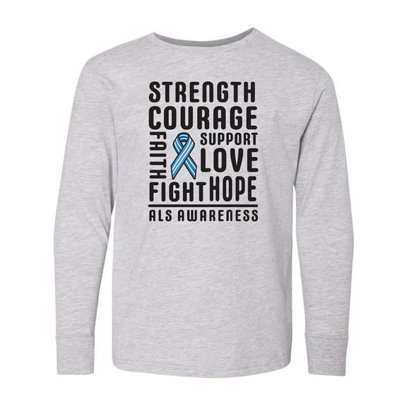 Inktastic ALS Awareness Strength Courage Support Long Sleeve Youth T-Shirt