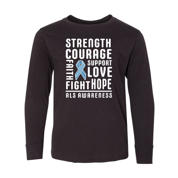 Inktastic ALS Awareness Strength Courage Support Long Sleeve Youth T-Shirt