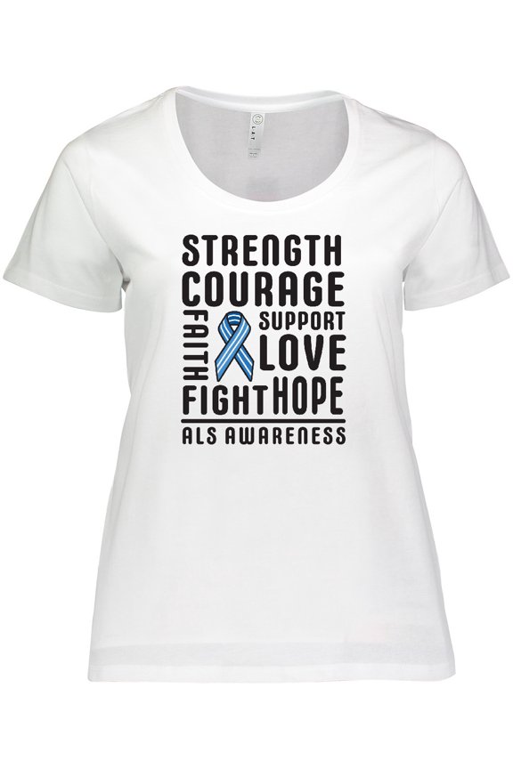 ALS Awareness Strength Courage Support Women's Plus Size T-Shirt