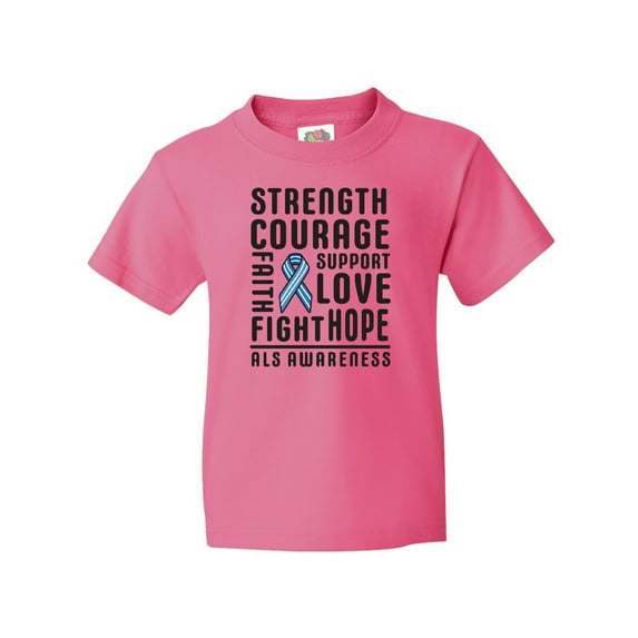 Inktastic ALS Awareness Strength Courage Support Youth T-Shirt