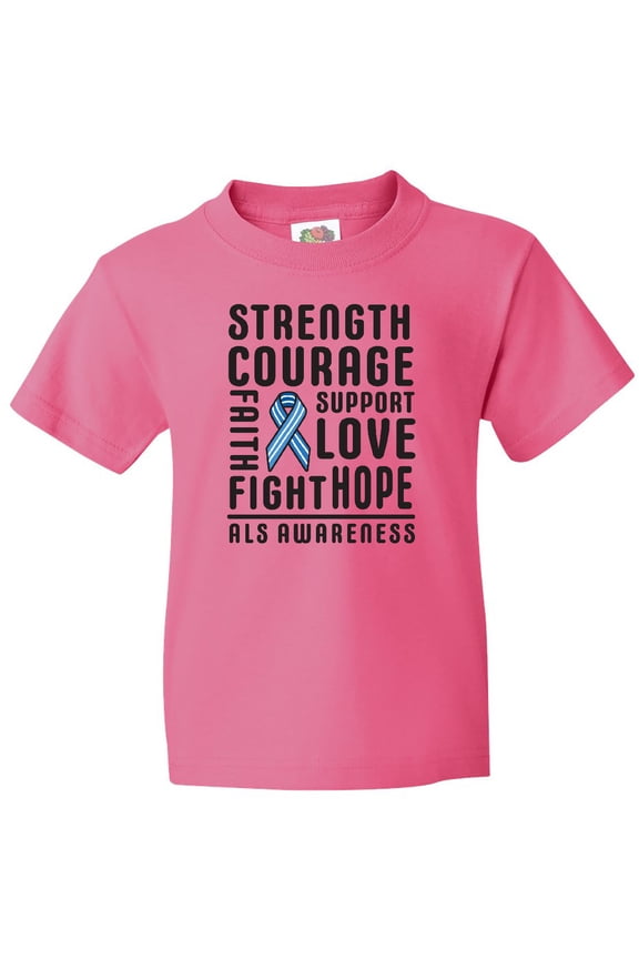 ALS Awareness Strength Courage Support Youth T-Shirt