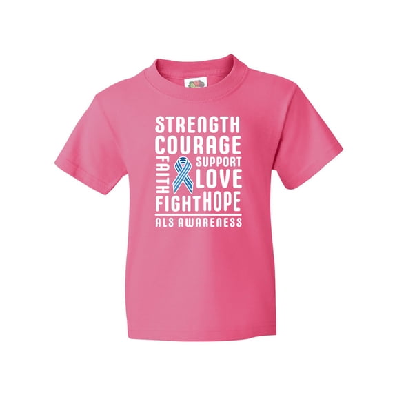 Inktastic ALS Awareness Strength Courage Support Youth T-Shirt