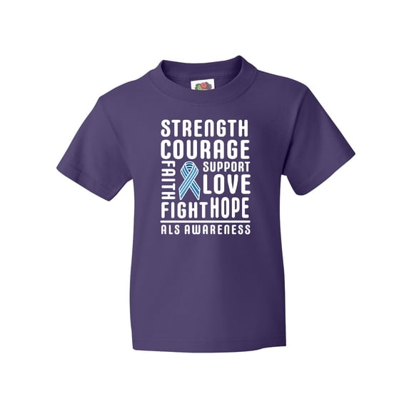 Inktastic ALS Awareness Strength Courage Support Youth T-Shirt