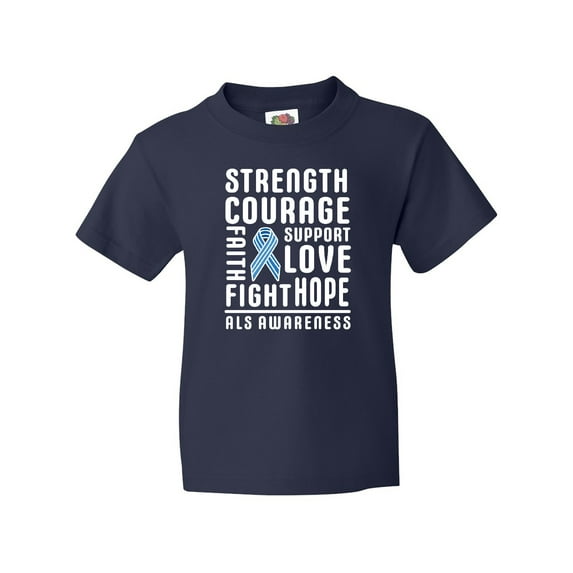 Inktastic ALS Awareness Strength Courage Support Youth T-Shirt