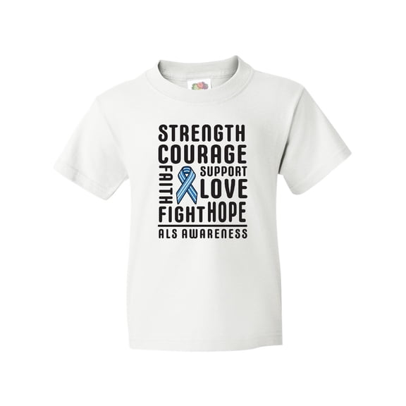 Inktastic ALS Awareness Strength Courage Support Youth T-Shirt