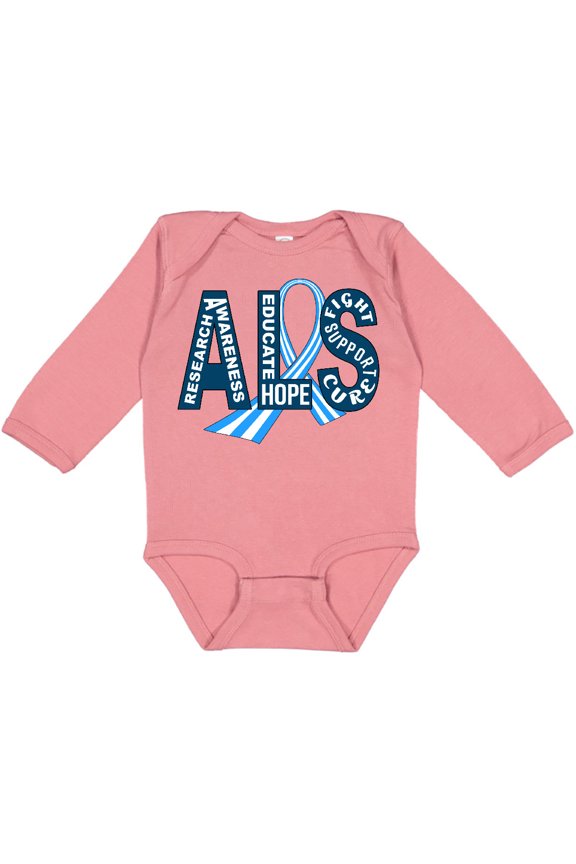 ALS Awareness Ribbon Boys or Girls Long Sleeve Baby Bodysuit
