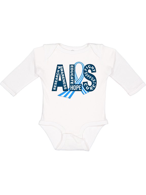 ALS Awareness Ribbon Boys or Girls Long Sleeve Baby Bodysuit