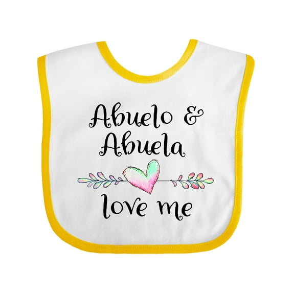 Inktastic Abuelo and Abuela Love Me Heart Grandchild Boys or Girls Baby Bib