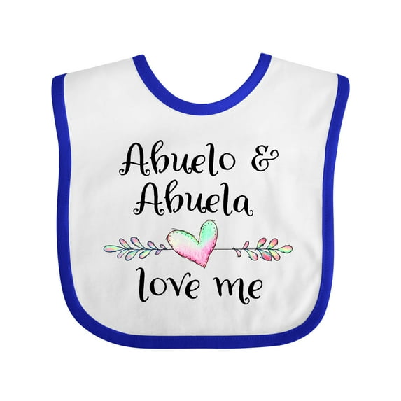 Inktastic Abuelo and Abuela Love Me Heart Grandchild Boys or Girls Baby Bib