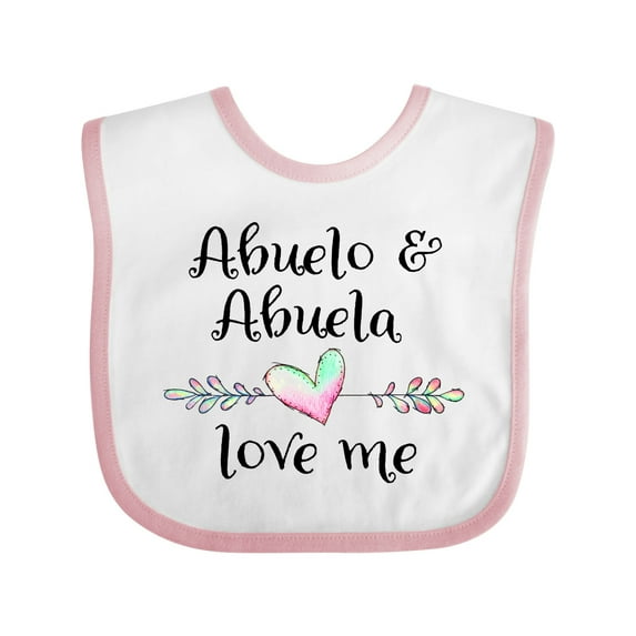 Inktastic Abuelo and Abuela Love Me Heart Grandchild Boys or Girls Baby Bib