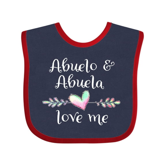 Inktastic Abuelo and Abuela Love Me- Heart Grandchild Boys or Girls Baby Bib