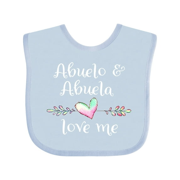 Inktastic Abuelo and Abuela Love Me- Heart Grandchild Boys or Girls Baby Bib