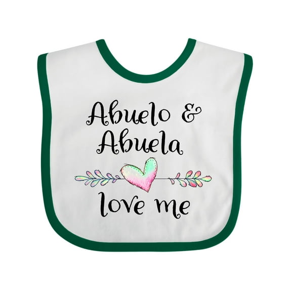 Inktastic Abuelo and Abuela Love Me Heart Grandchild Boys or Girls Baby Bib