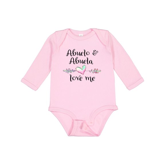 Inktastic Abuelo and Abuela Love Me Heart Grandchild Boys or Girls Long Sleeve Baby Bodysuit
