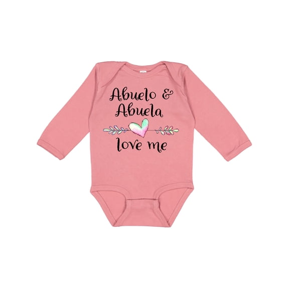 Inktastic Abuelo and Abuela Love Me Heart Grandchild Boys or Girls Long Sleeve Baby Bodysuit